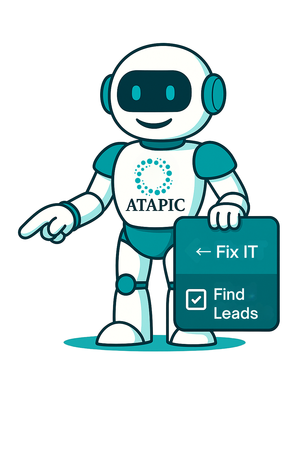 ATAPIC AI Robot pointing to solutions